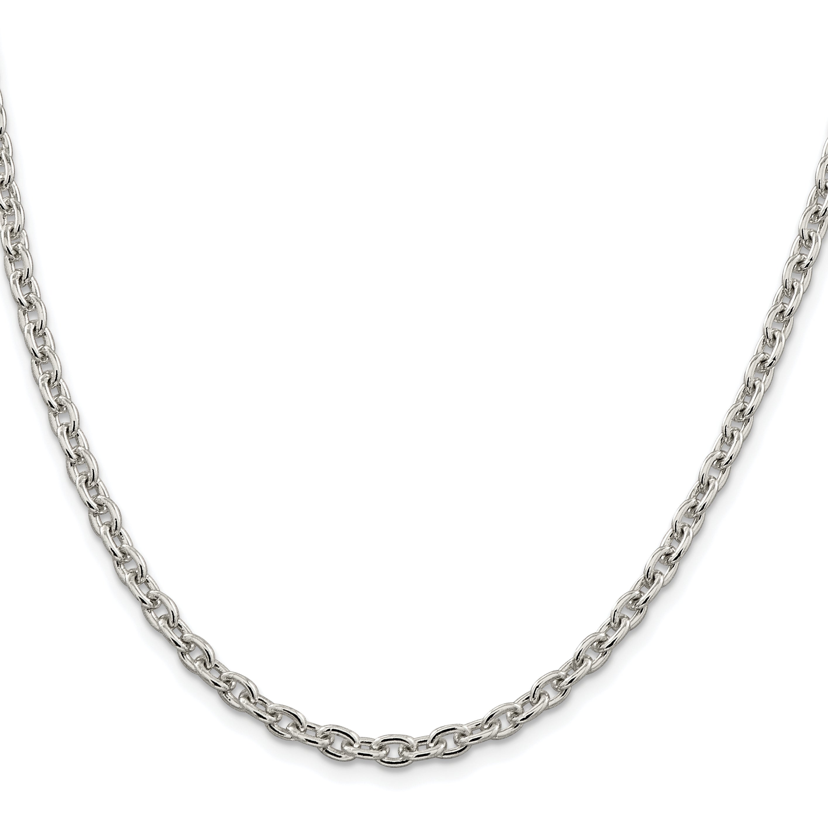 Sterling Silver Rhodium-Plated Cable Chain Necklace 4.5mm