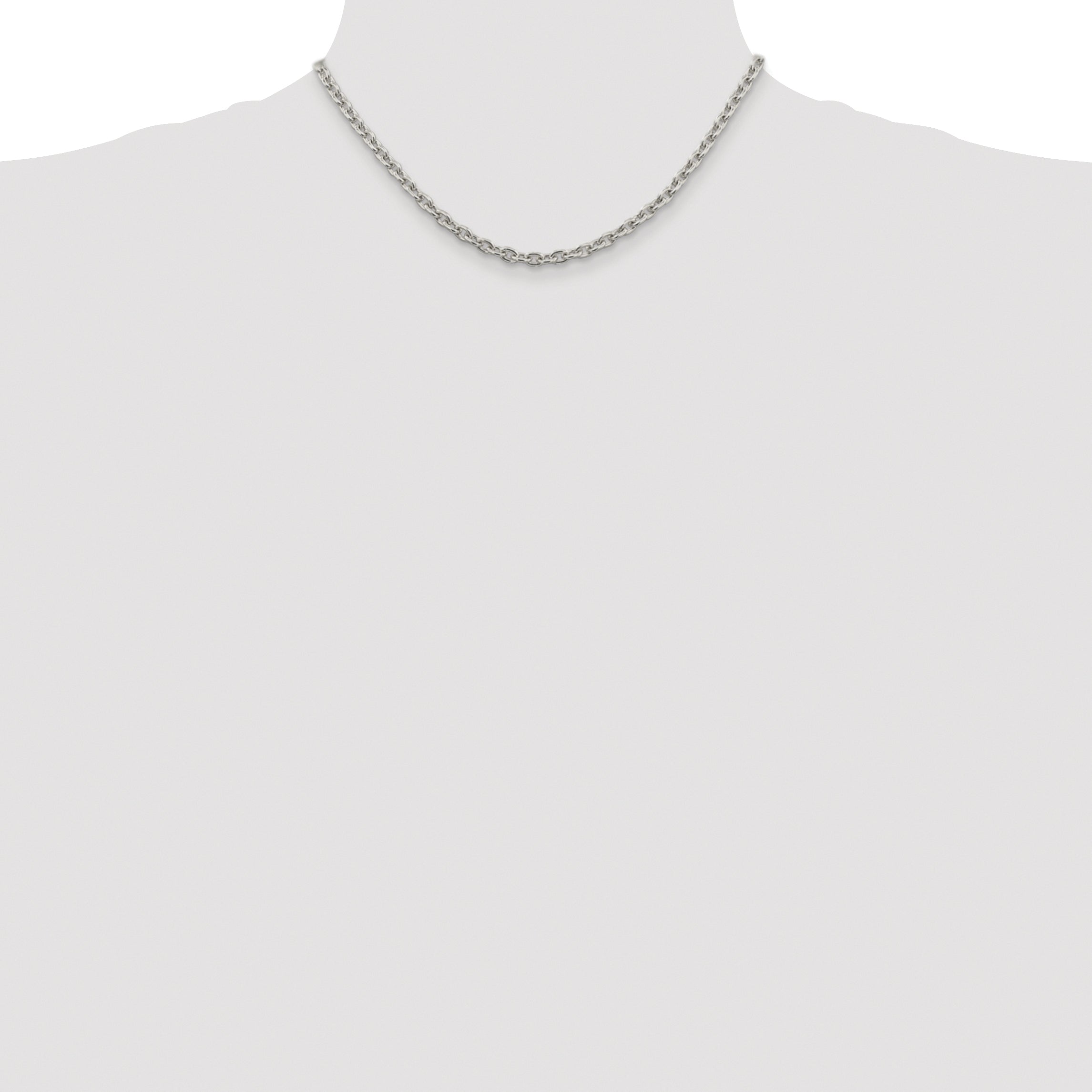 Sterling Silver Rhodium-Plated Cable Chain Necklace 4.5mm