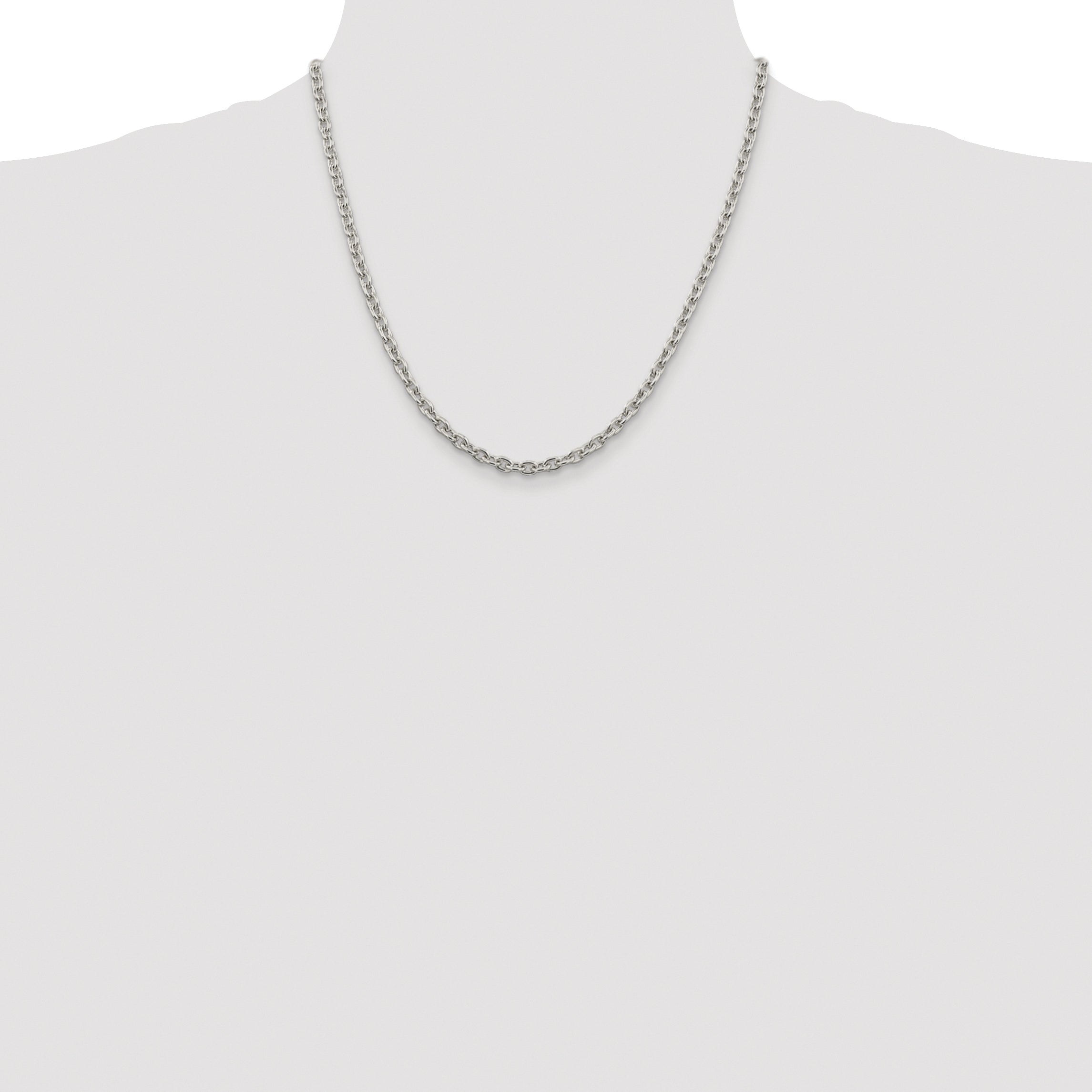 Sterling Silver Rhodium-plated 4.5mm Cable Chain