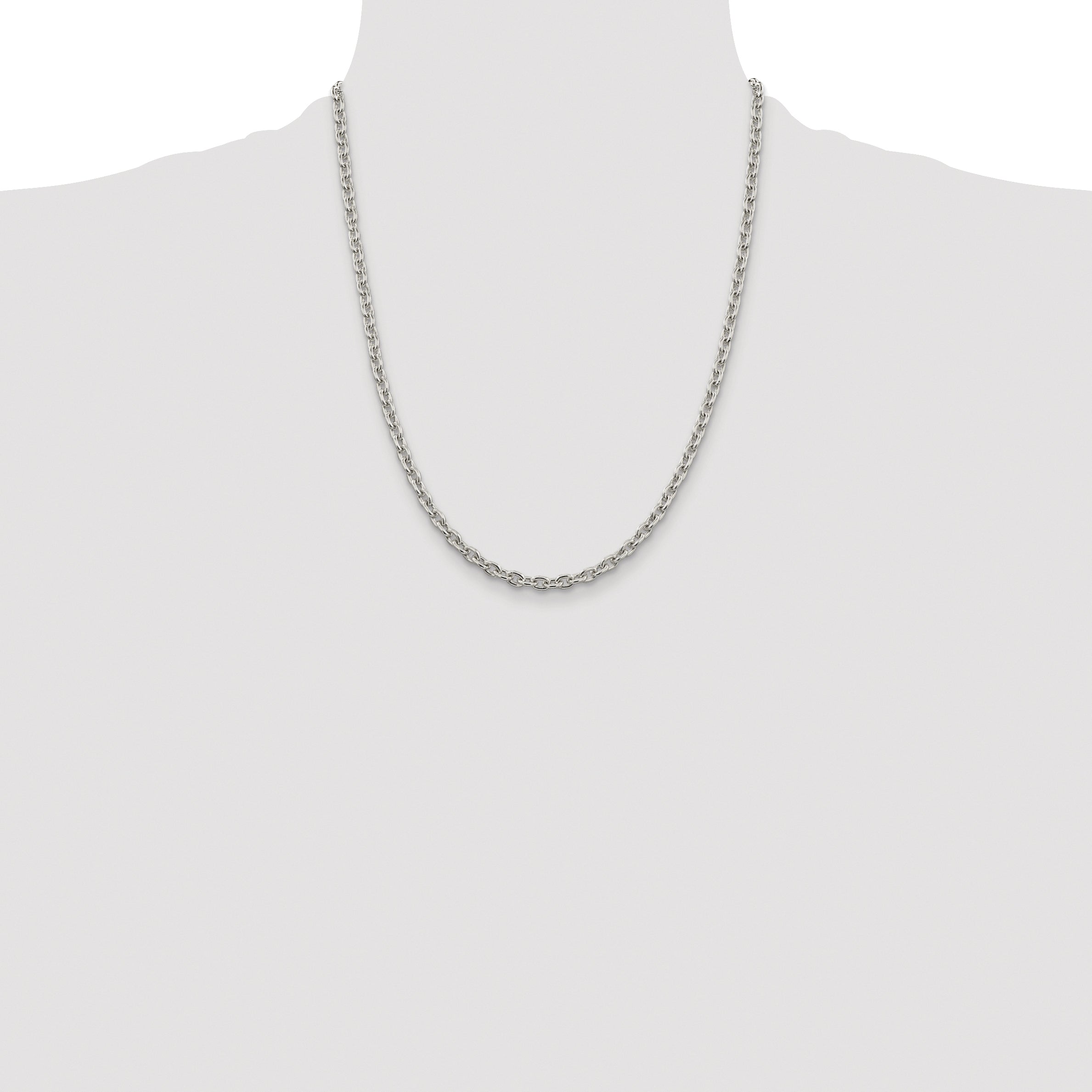 Sterling Silver Rhodium-plated 4.5mm Cable Chain