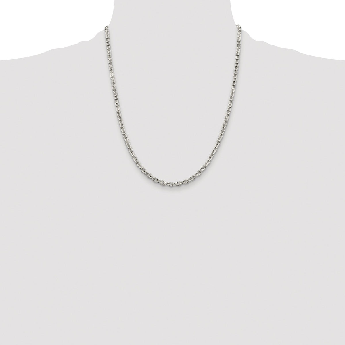 Rhodium-Plated Cable Chain in Sterling Silver, 4.5mm - Sophia Jewelers