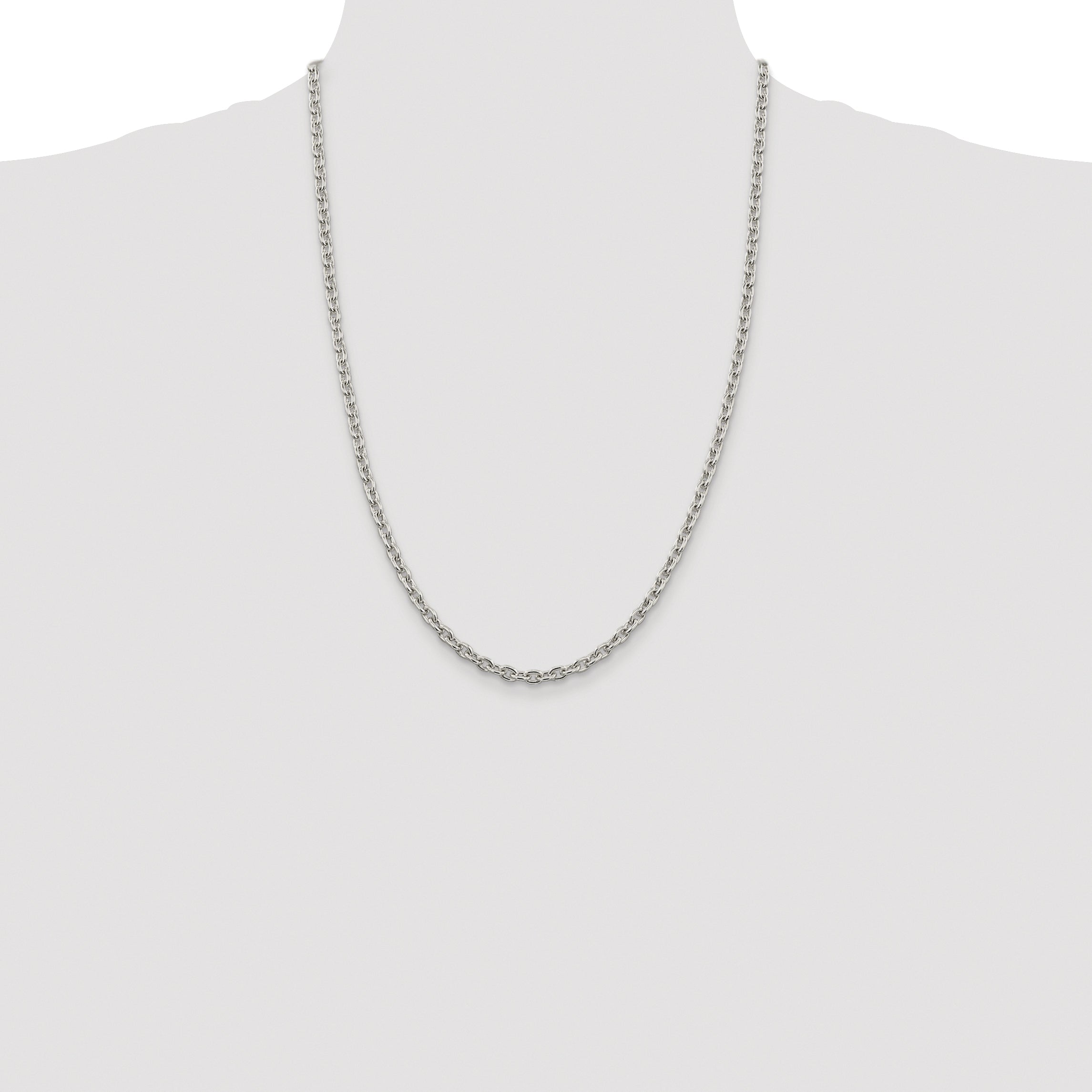 Sterling Silver Rhodium-plated 4.5mm Cable Chain