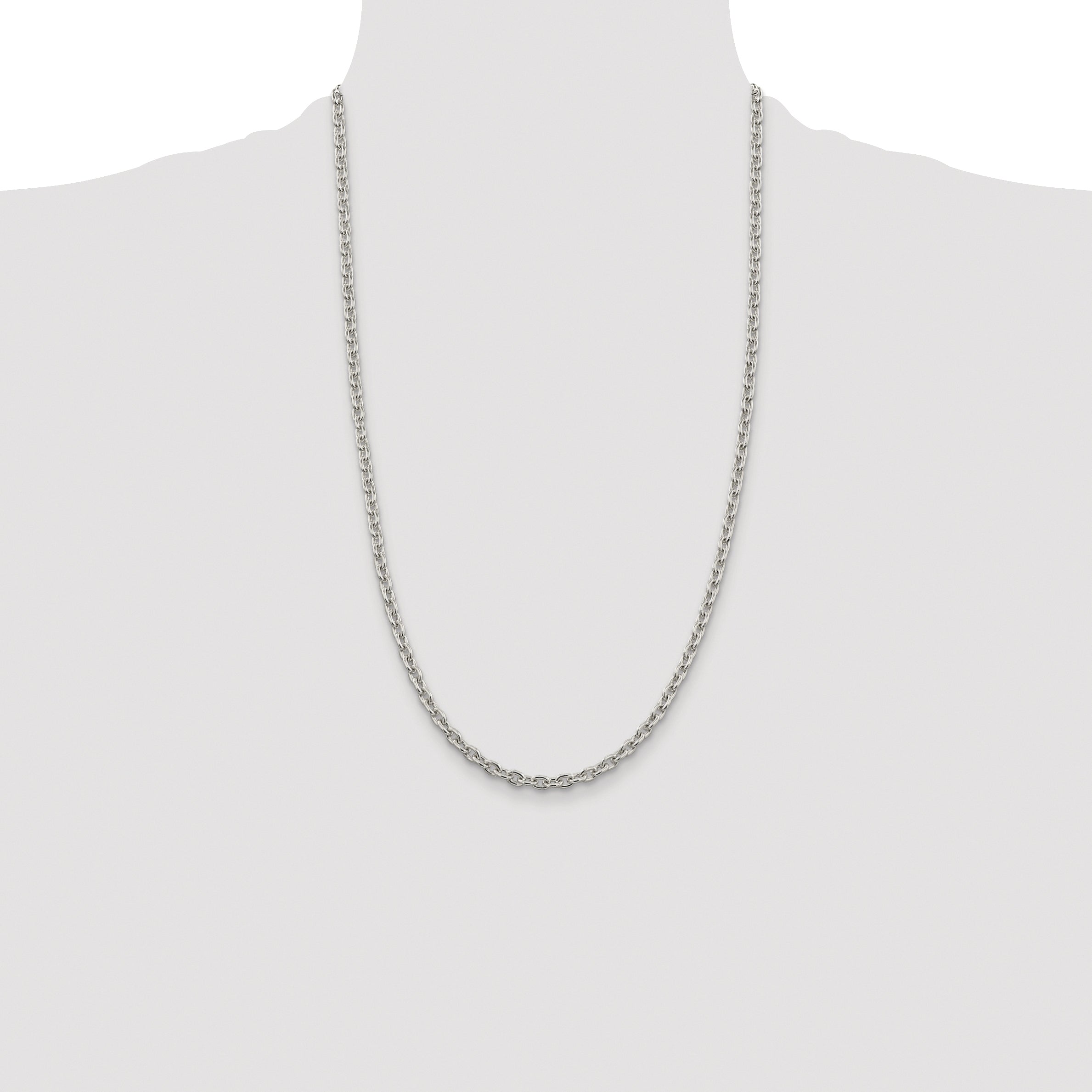 Sterling Silver Rhodium-plated 4.5mm Cable Chain