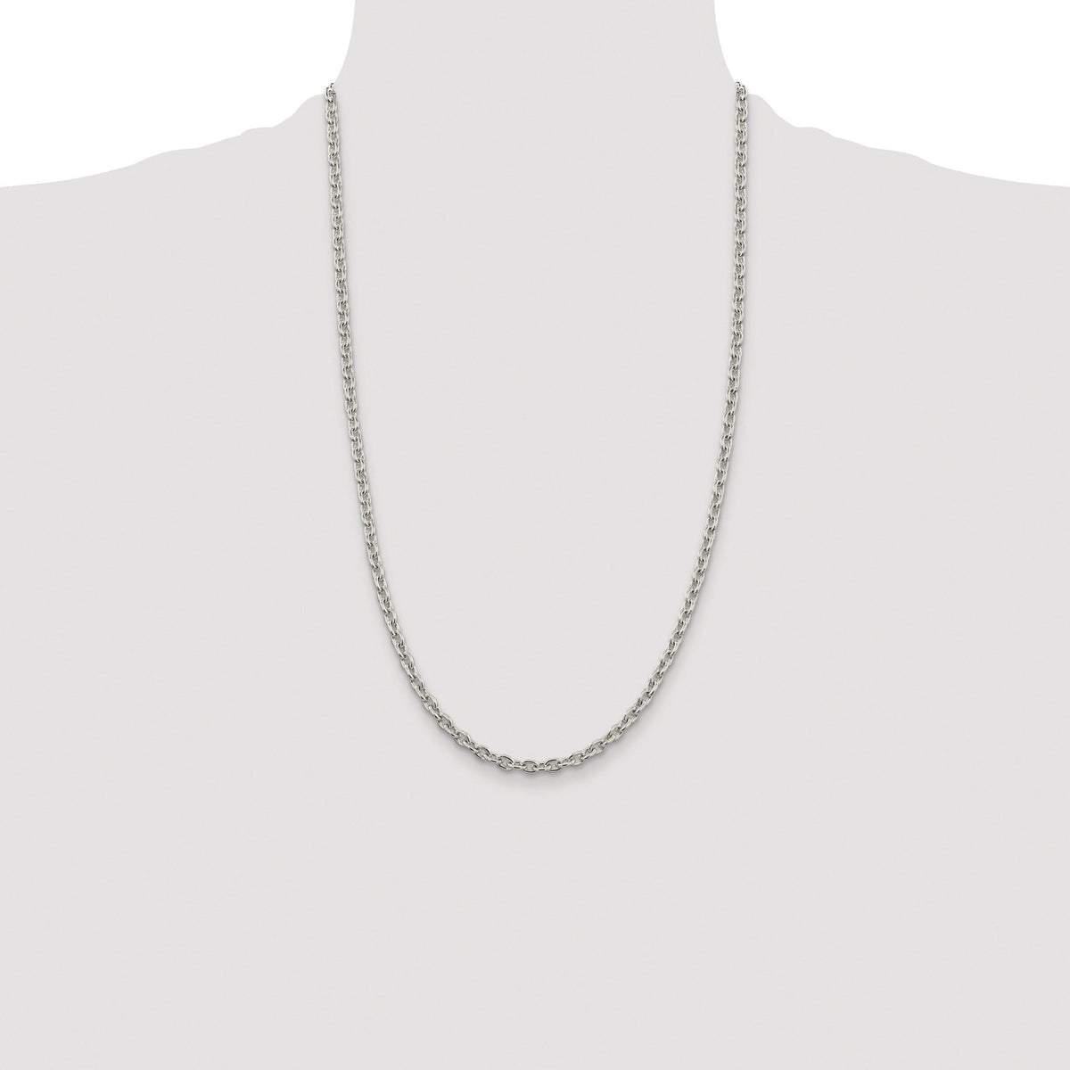 Rhodium-Plated Cable Chain in Sterling Silver, 4.5mm - Sophia Jewelers
