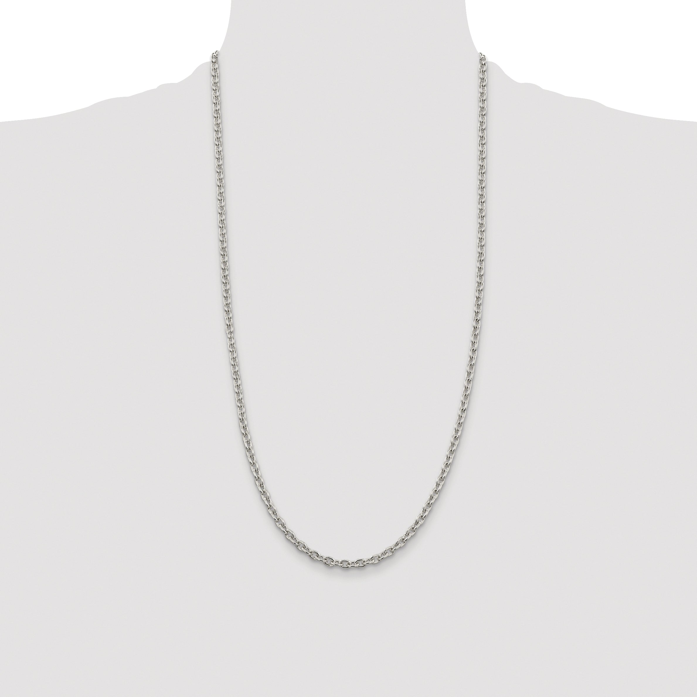 Sterling Silver Rhodium-plated 4.5mm Cable Chain