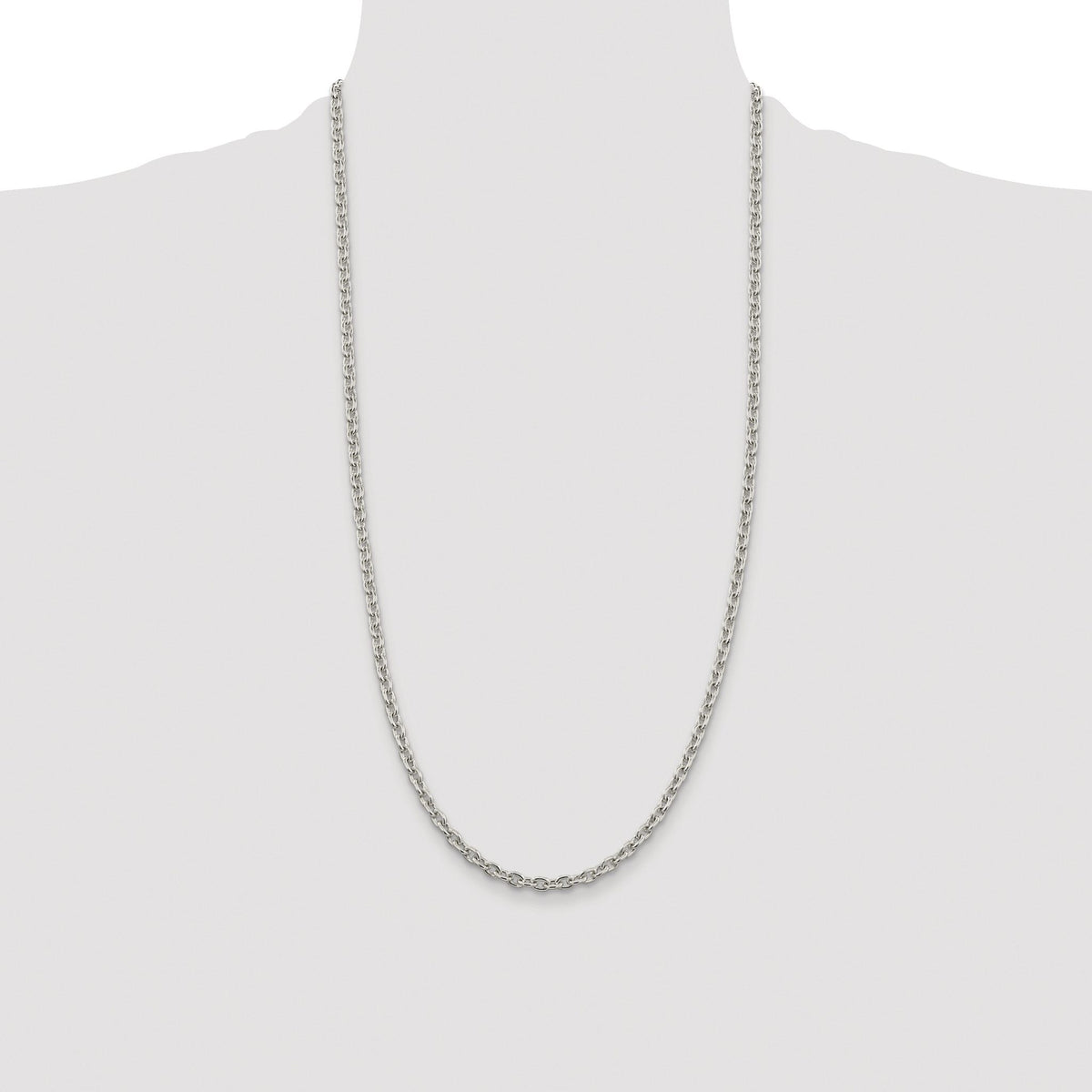 Rhodium-Plated Cable Chain in Sterling Silver, 4.5mm - Sophia Jewelers