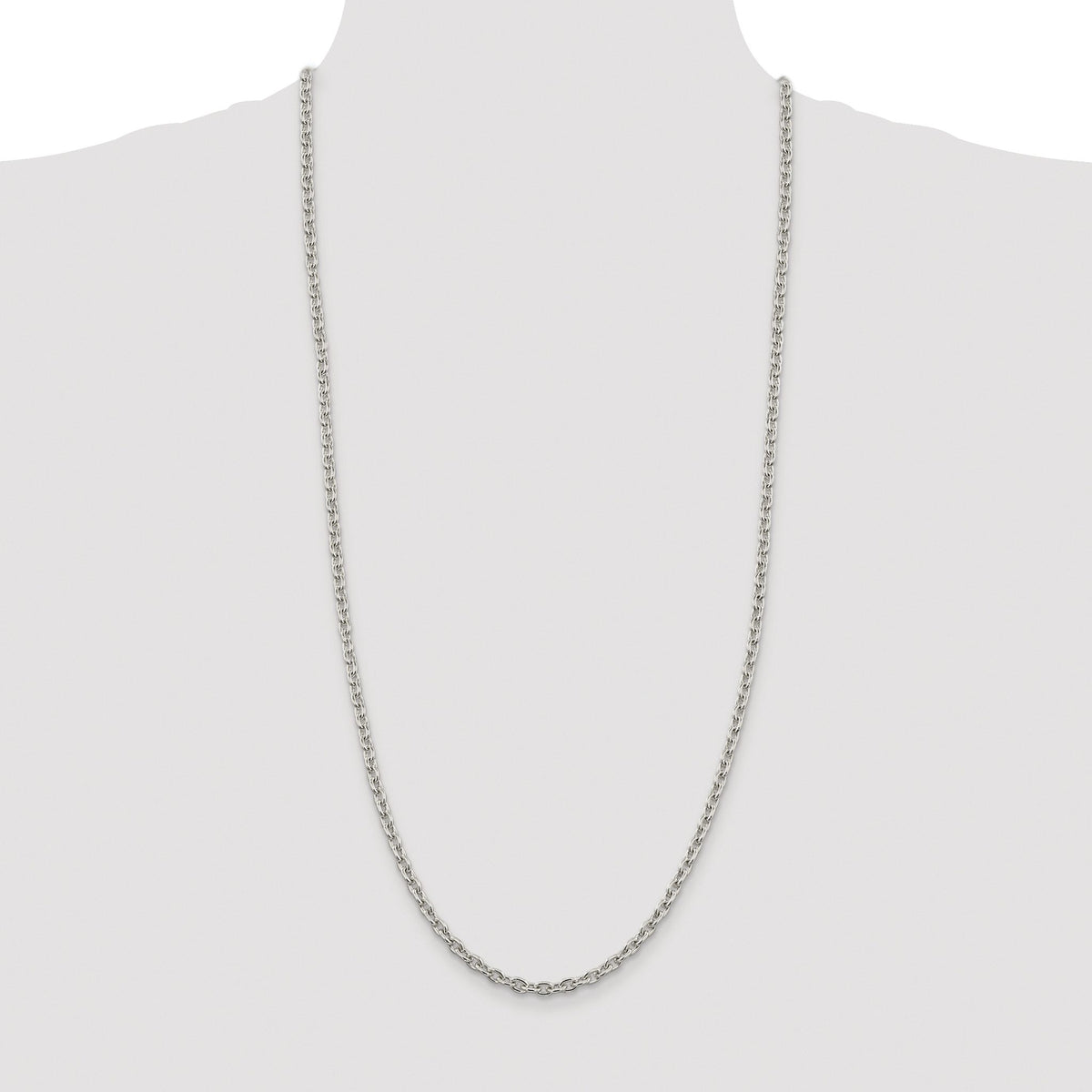 Rhodium-Plated Cable Chain in Sterling Silver, 4.5mm - Sophia Jewelers