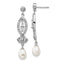 Cheryl M Sterling Silver Rhodium-plated Teardrop Freshwater Cultured Pearl and Marquise-cut/Brilliant-cut CZ Post Dangle Earrings