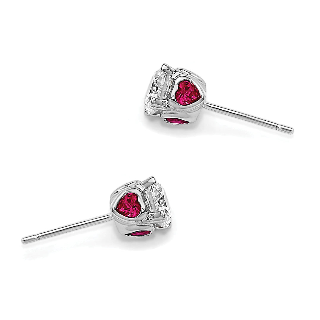 Lab-Created Ruby White Cubic Zirconia Stud Earrings in Sterling Silver, 6mm - Sophia Jewelers