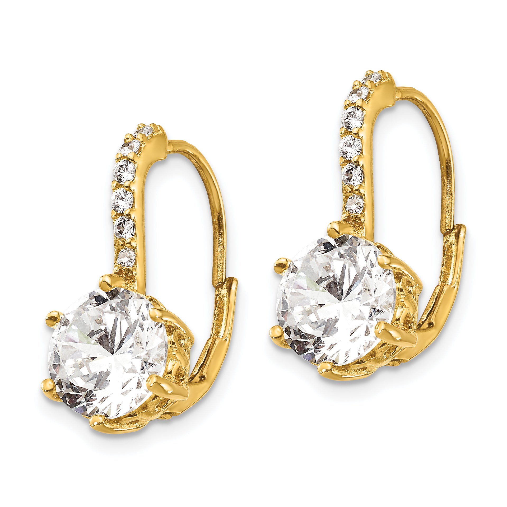 Cheryl M Sterling Silver Gold-plated Brilliant-cut CZ Leverback Earrings Secondary image