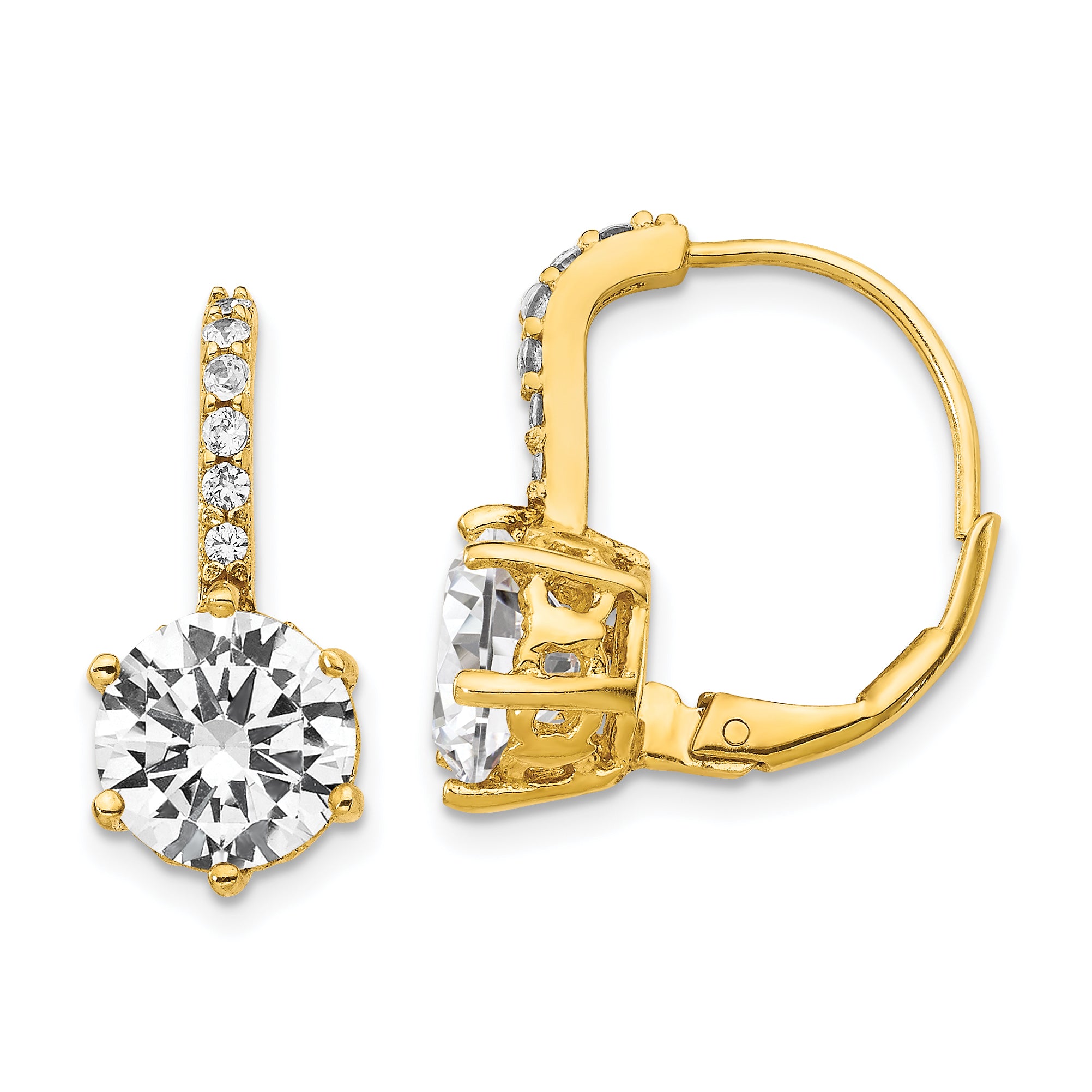 Cheryl M Sterling Silver Gold-plated Brilliant-cut CZ Leverback Earrings Main image