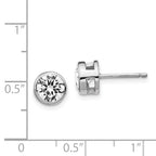Cheryl M Sterling Silver Rhodium-plated Brilliant-cut 7mm CZ Bezel Stud Post Earrings