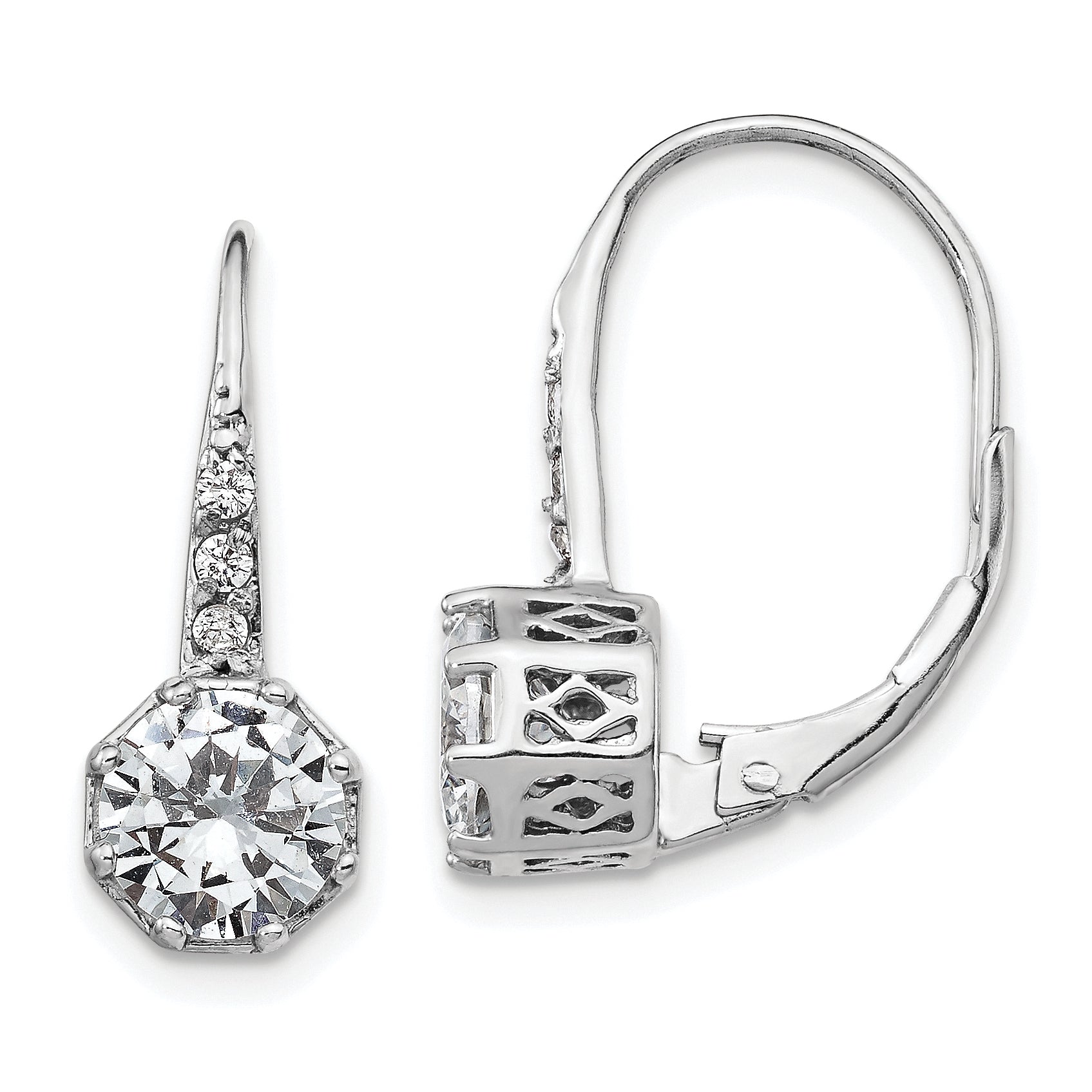 Cheryl M Sterling Silver Rhodium-plated Brilliant-cut CZ Leverback Earrings Main image