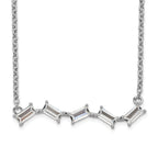 Cheryl M Sterling Silver Rhodium-plated Emerald-cut CZ Bar Necklace