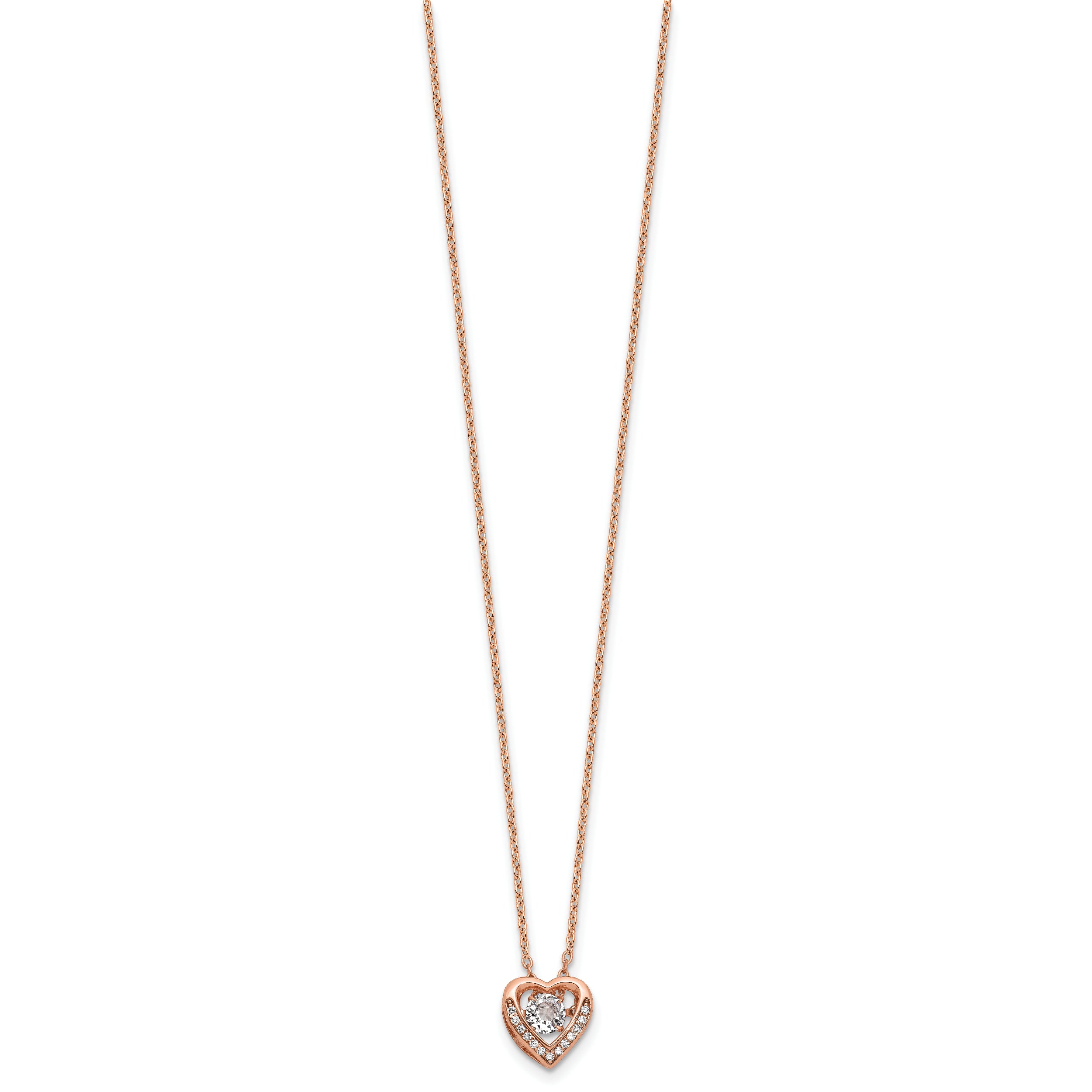 Cheryl M Sterling Silver Rose Gold-plated Polished Vibrant CZ Heart Necklace