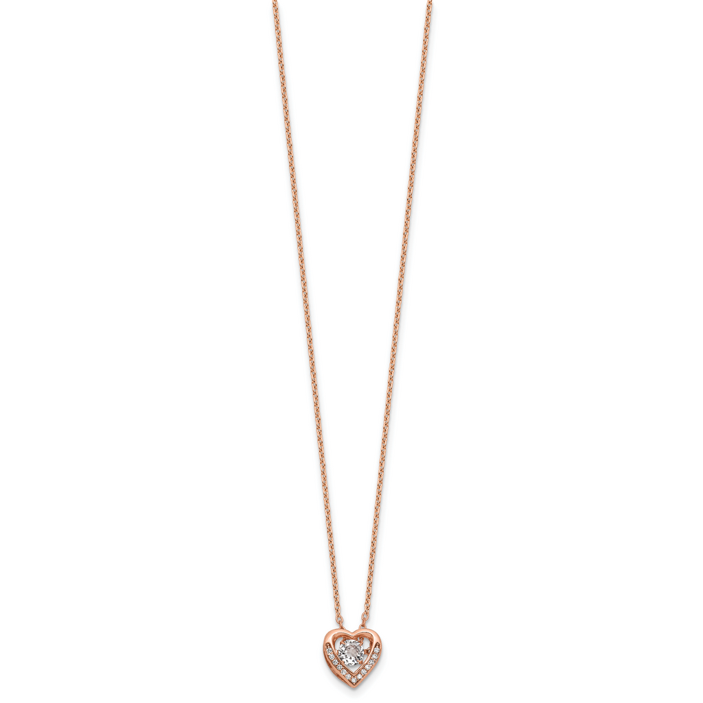 Cheryl M Sterling Silver Rose Gold-plated Polished Vibrant CZ Heart Necklace