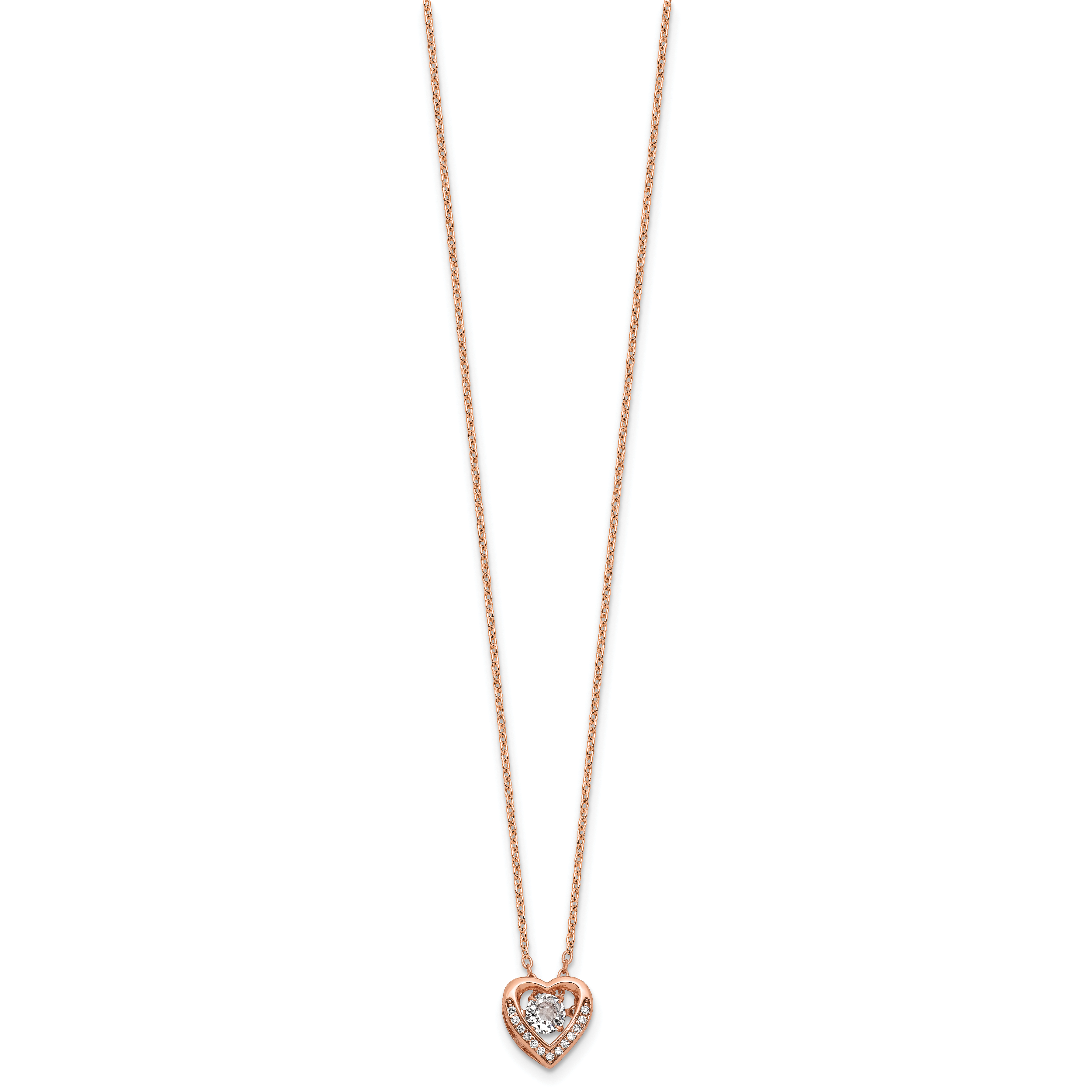 Cheryl M Sterling Silver Rose Gold-plated Polished Vibrant CZ Heart Necklace