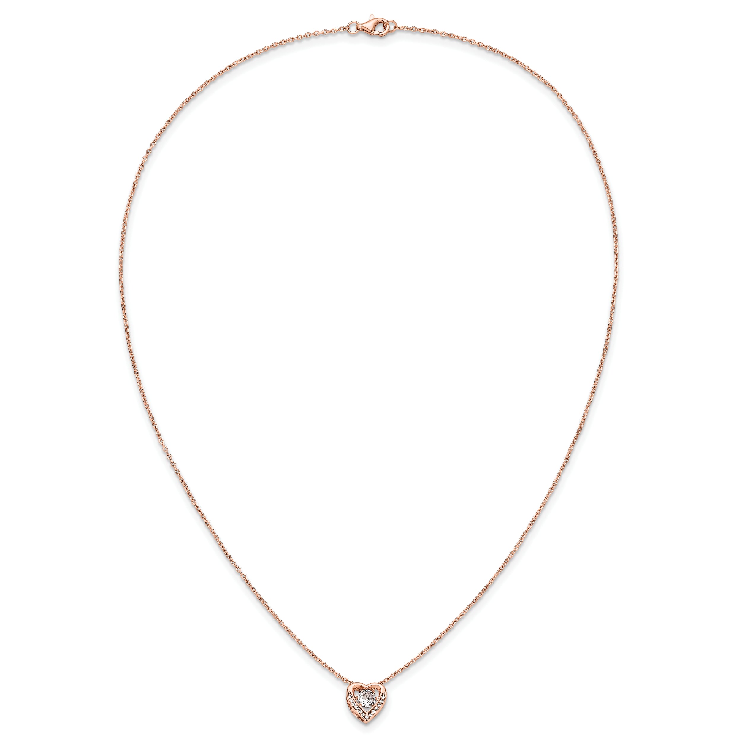 Cheryl M Sterling Silver Rose Gold-plated Polished Vibrant CZ Heart Necklace