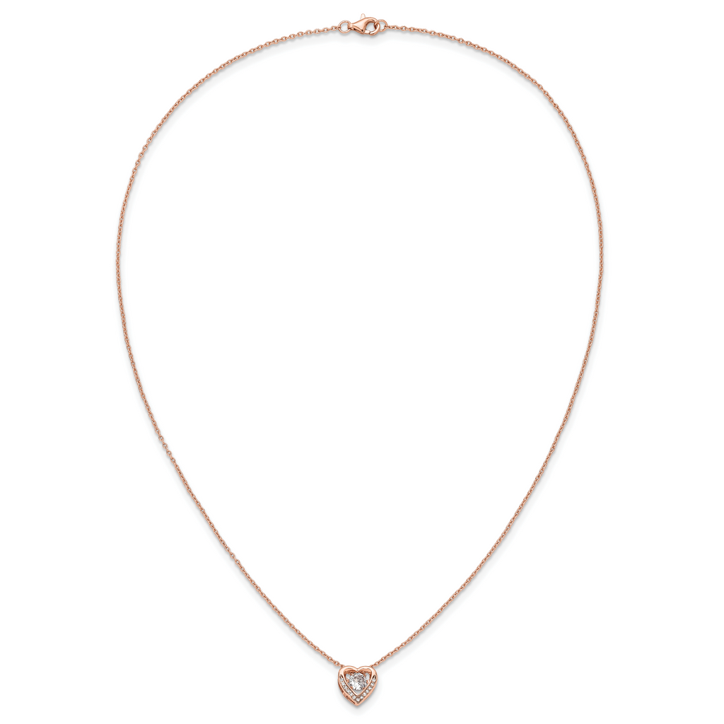 Cheryl M Sterling Silver Rose Gold-plated Polished Vibrant CZ Heart Necklace