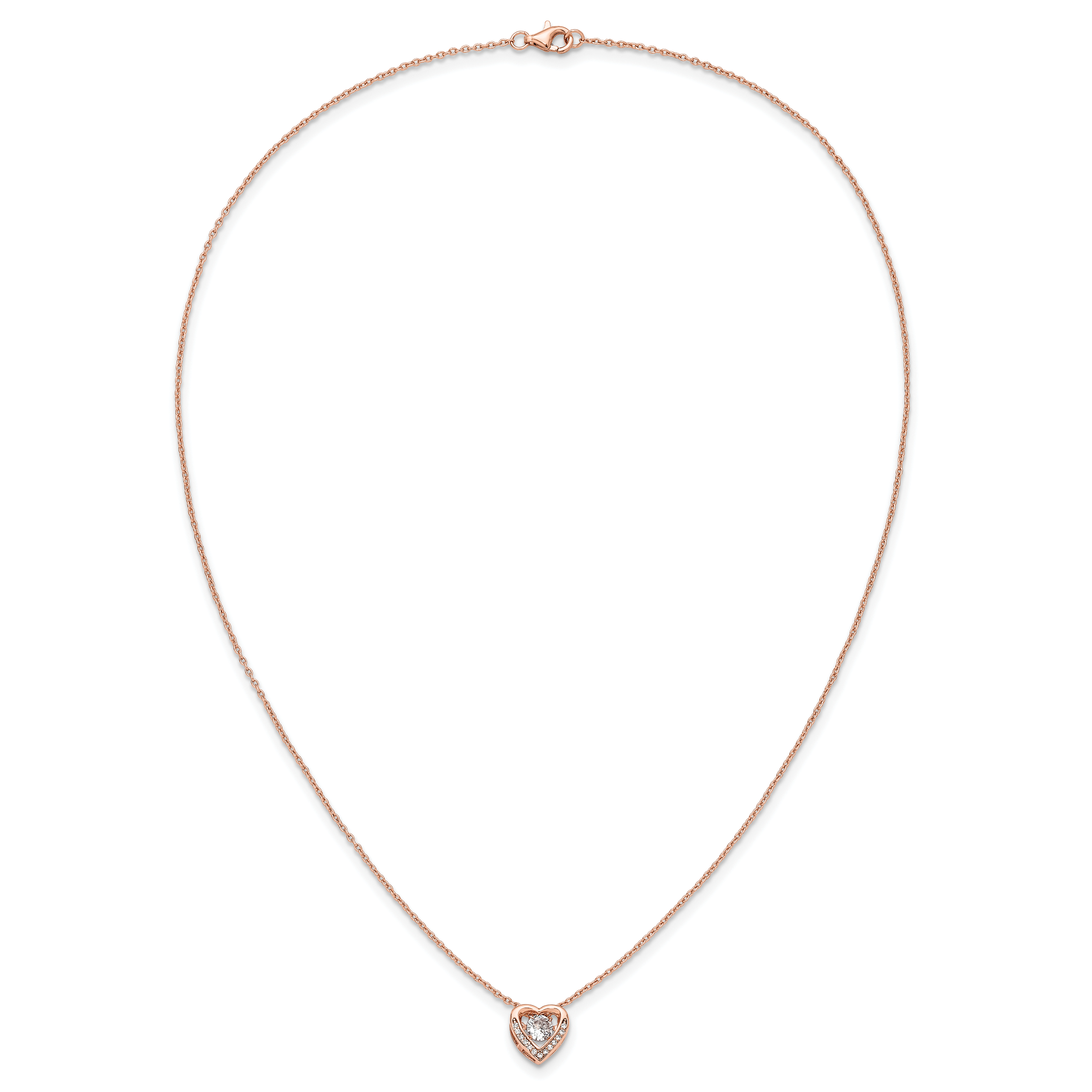 Cheryl M Sterling Silver Rose Gold-plated Polished Vibrant CZ Heart Necklace