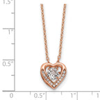 Cheryl M Sterling Silver Rose Gold-plated Polished Vibrant CZ Heart Necklace