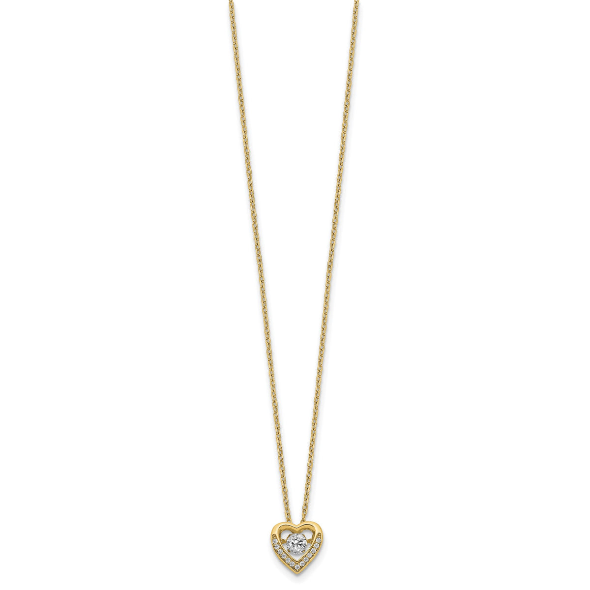 Vibrant Cubic Zirconia Heart Necklace in Gold-Plated Sterling Silver, 18 Inch - Sophia Jewelers