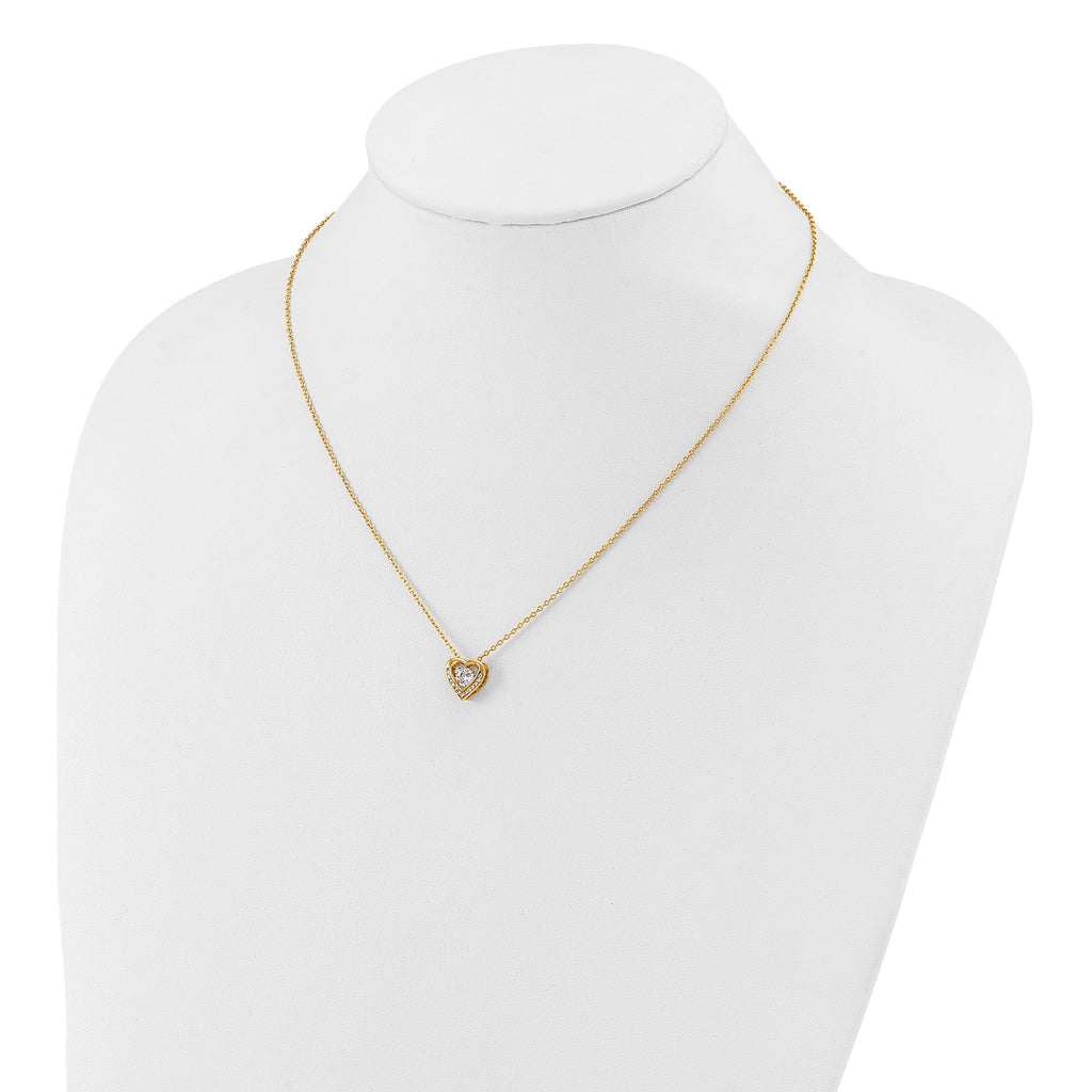 Vibrant Cubic Zirconia Heart Necklace in Gold-Plated Sterling Silver, 18 Inch - Sophia Jewelers