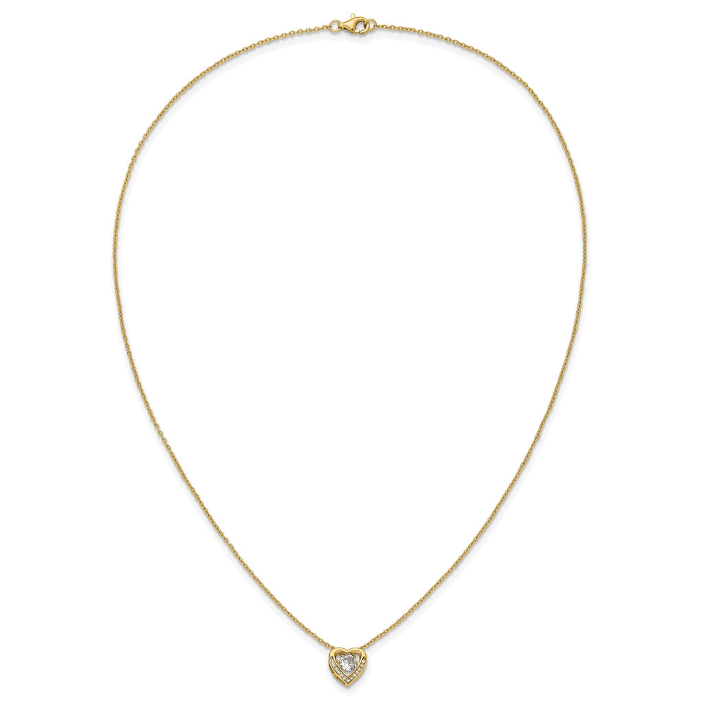 Vibrant Cubic Zirconia Heart Necklace in Gold-Plated Sterling Silver, 18 Inch - Sophia Jewelers