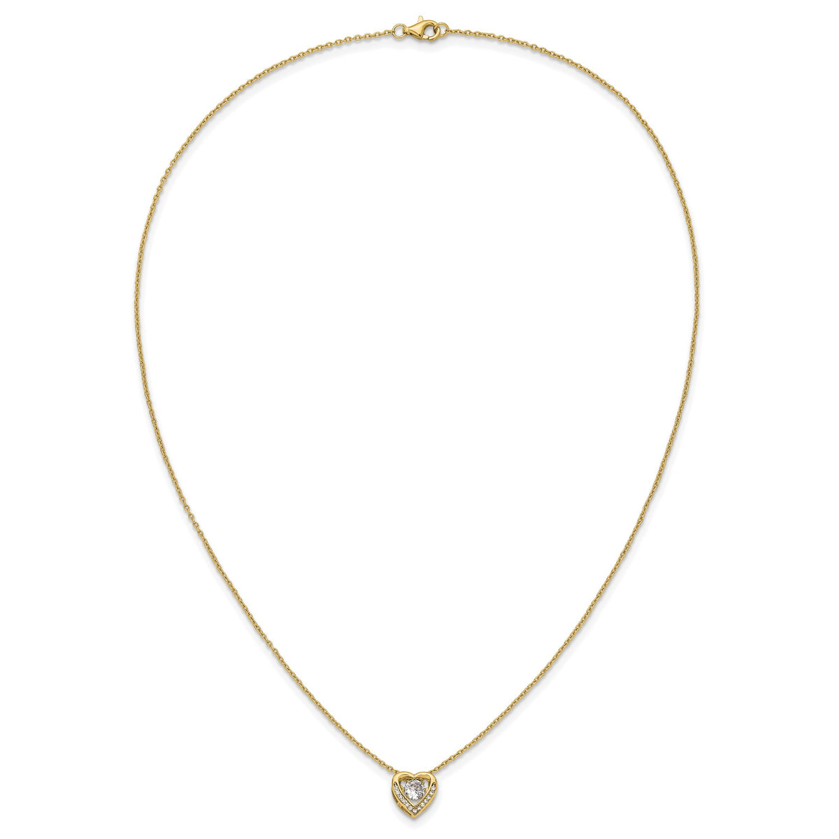 Vibrant Cubic Zirconia Heart Necklace in Gold-Plated Sterling Silver, 18 Inch - Sophia Jewelers