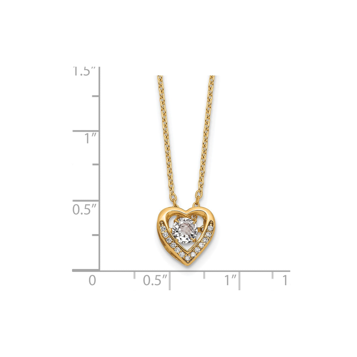 Vibrant Cubic Zirconia Heart Necklace in Gold-Plated Sterling Silver, 18 Inch - Sophia Jewelers