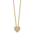 Vibrant Cubic Zirconia Heart Necklace in Gold-Plated Sterling Silver, 18 Inch - Sophia Jewelers