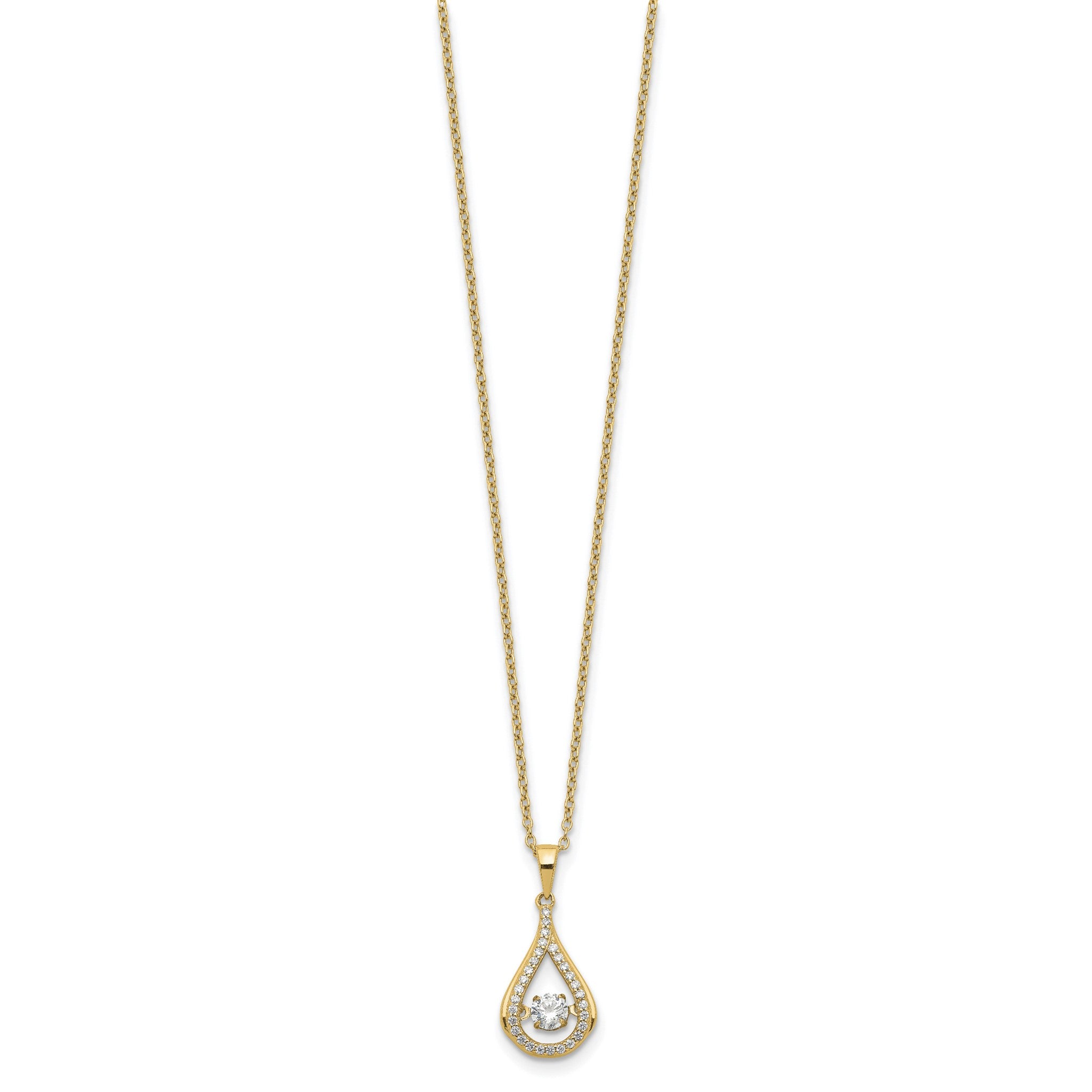 Cubic Zirconia Teardrop Necklace in Gold-Plated Sterling Silver, 4mm, 18 Inch Secondary image
