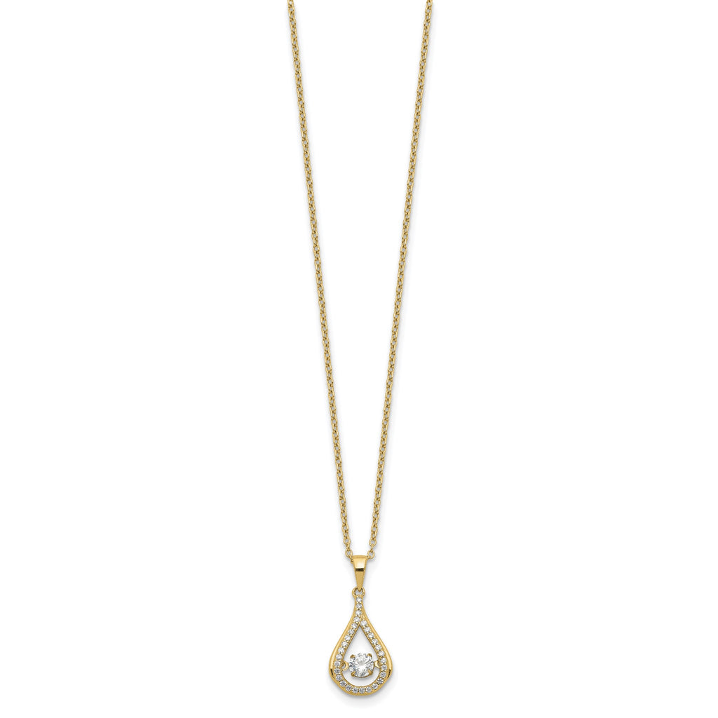 Cubic Zirconia Teardrop Necklace in Gold-Plated Sterling Silver, 4mm, 18 Inch - Sophia Jewelers