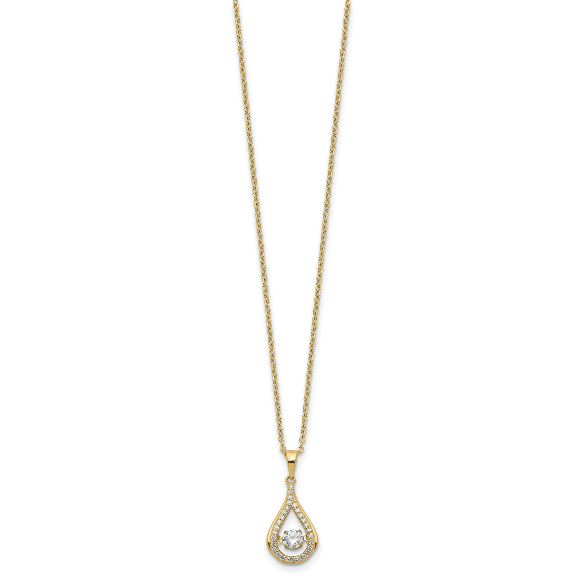 Cubic Zirconia Teardrop Necklace in Gold-Plated Sterling Silver, 4mm, 18 Inch - Sophia Jewelers