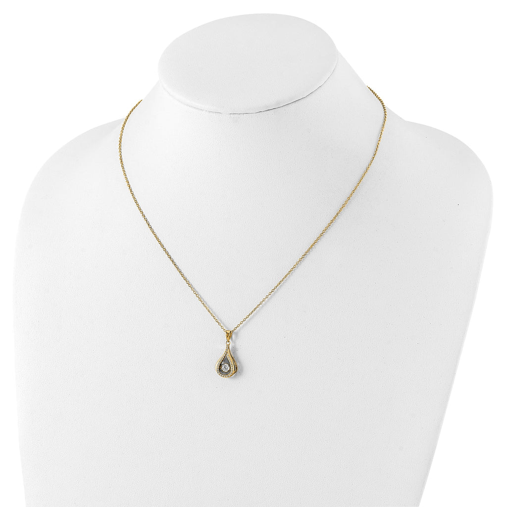 Cubic Zirconia Teardrop Necklace in Gold-Plated Sterling Silver, 4mm, 18 Inch - Sophia Jewelers
