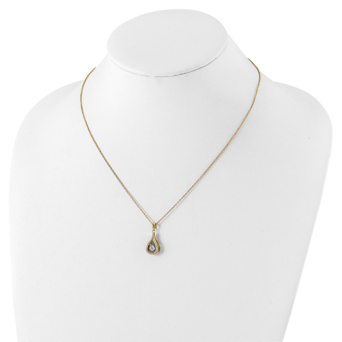 Cubic Zirconia Teardrop Necklace in Gold-Plated Sterling Silver, 4mm, 18 Inch - Sophia Jewelers