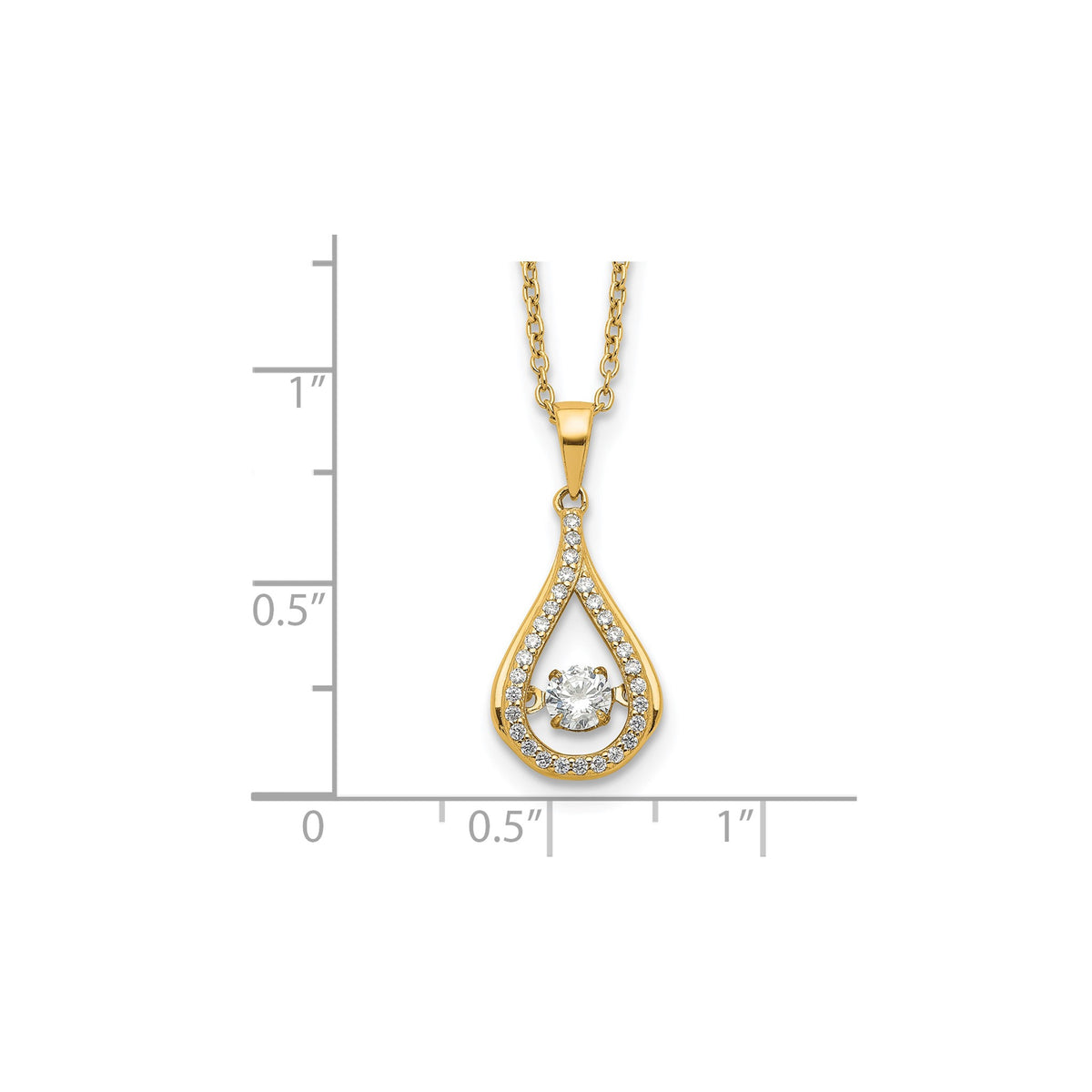 Cubic Zirconia Teardrop Necklace in Gold-Plated Sterling Silver, 4mm, 18 Inch - Sophia Jewelers