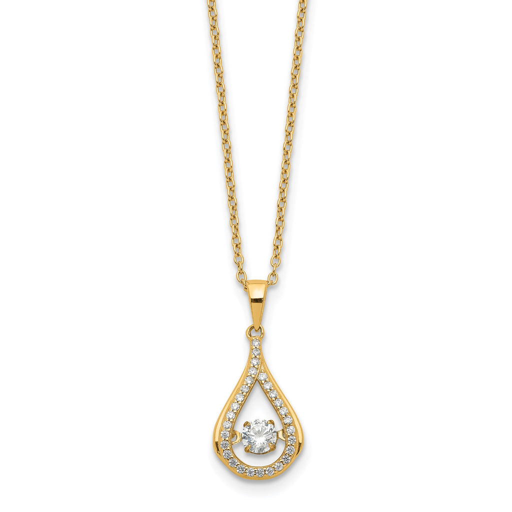 Cubic Zirconia Teardrop Necklace in Gold-Plated Sterling Silver, 4mm, 18 Inch - Sophia Jewelers