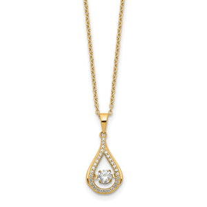 Cubic Zirconia Teardrop Necklace in Gold-Plated Sterling Silver, 4mm, 18 Inch - Sophia Jewelers