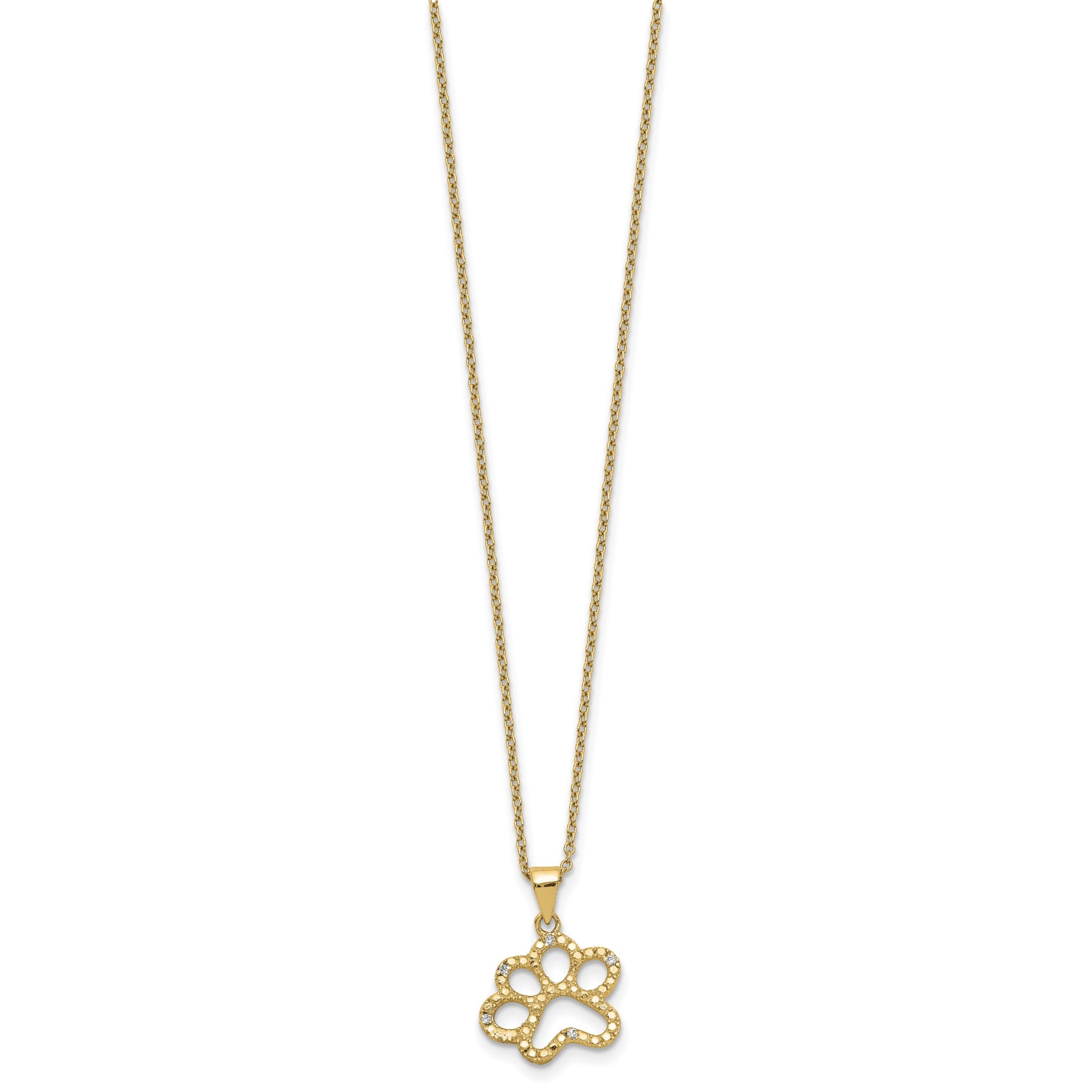 Cubic Zirconia Paw Necklace in Gold-Plated Sterling Silver, 18.2 Inch Secondary image