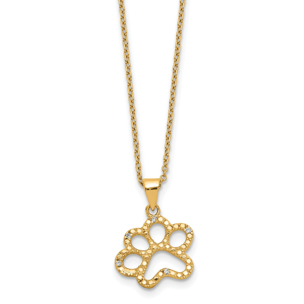 Cubic Zirconia Paw Necklace in Gold-Plated Sterling Silver, 18.2 Inch - Sophia Jewelers Main image