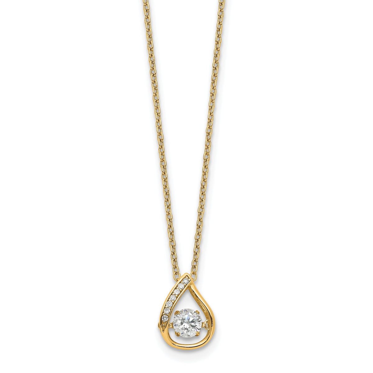 Cubic Zirconia Teardrop Necklace in Gold-Plated Sterling Silver, 4.5mm, 18 Inch - Sophia Jewelers Main image