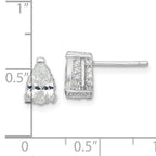 Cheryl M Sterling Silver Rhodium-plated Brilliant-cut Pear Shaped CZ with Pave Gallery Post Stud Earrings