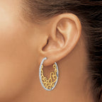 Cheryl M Sterling Silver Rhodium-plated and Gold-plated Brilliant-cut CZ Swirl Round Post Hoop Earrings