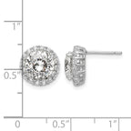 Facet Round Cubic Zirconia Halo Stud Earrings in Sterling Silver, 8mm - Sophia Jewelers