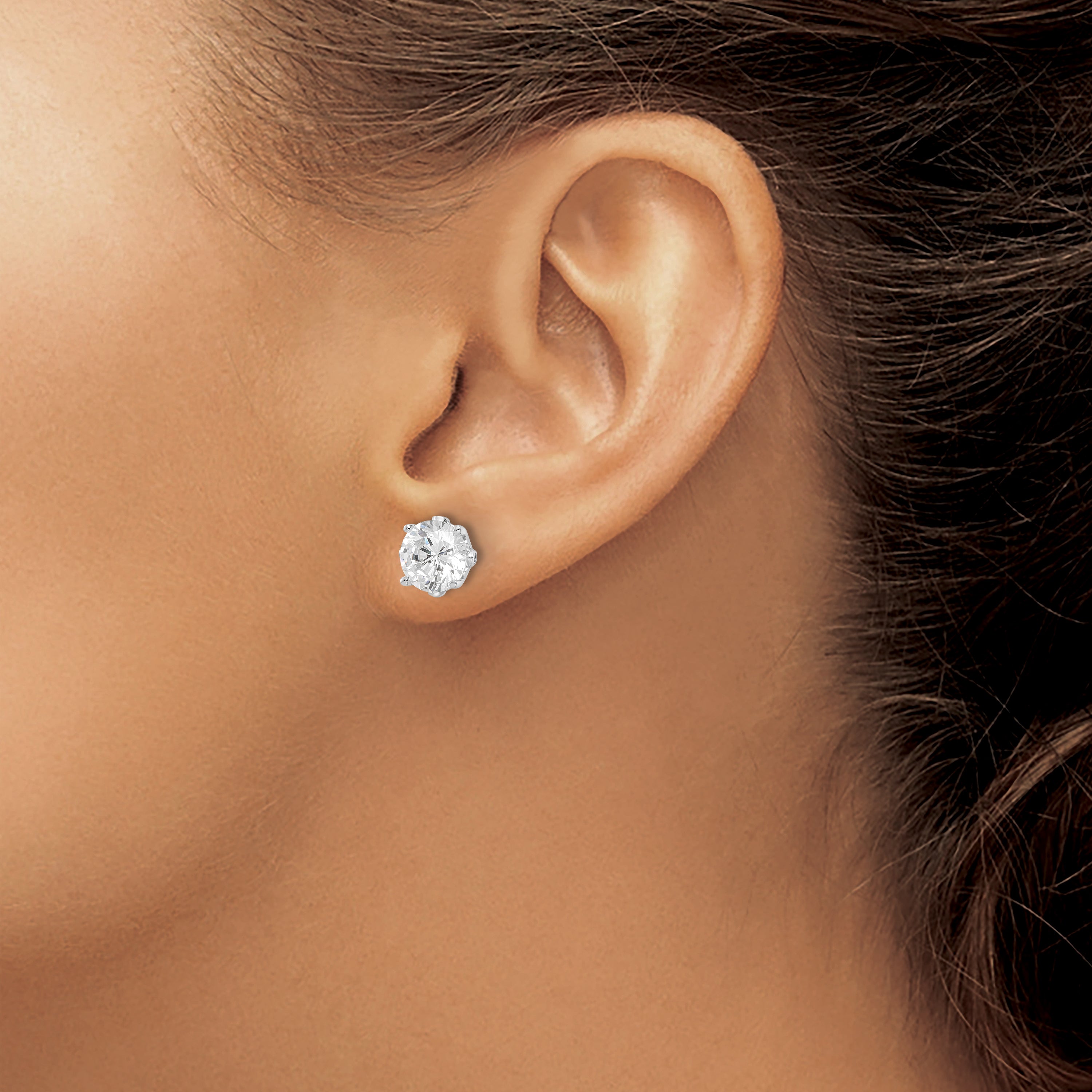 Cheryl M Sterling Silver Rhodium-plated Brilliant-cut CZ Stud Post Earrings