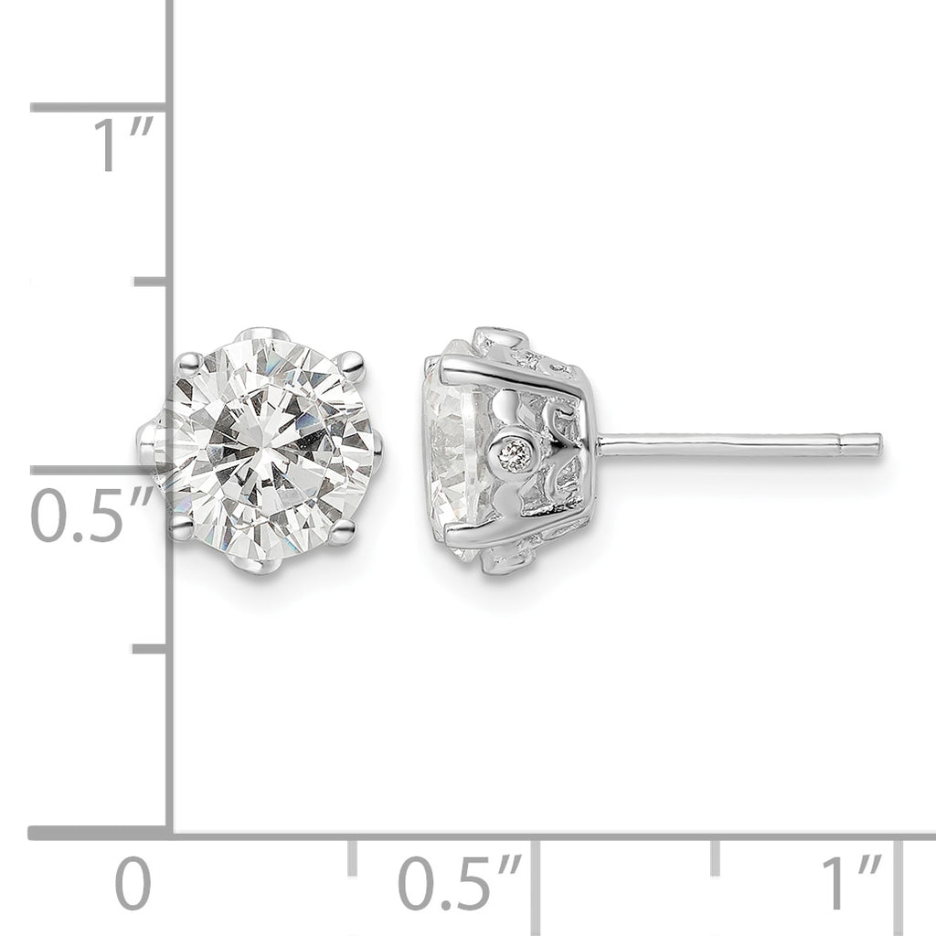 Brilliant-Cut Cubic Zirconia Stud Earrings in Sterling Silver, 8.9mm - Sophia Jewelers