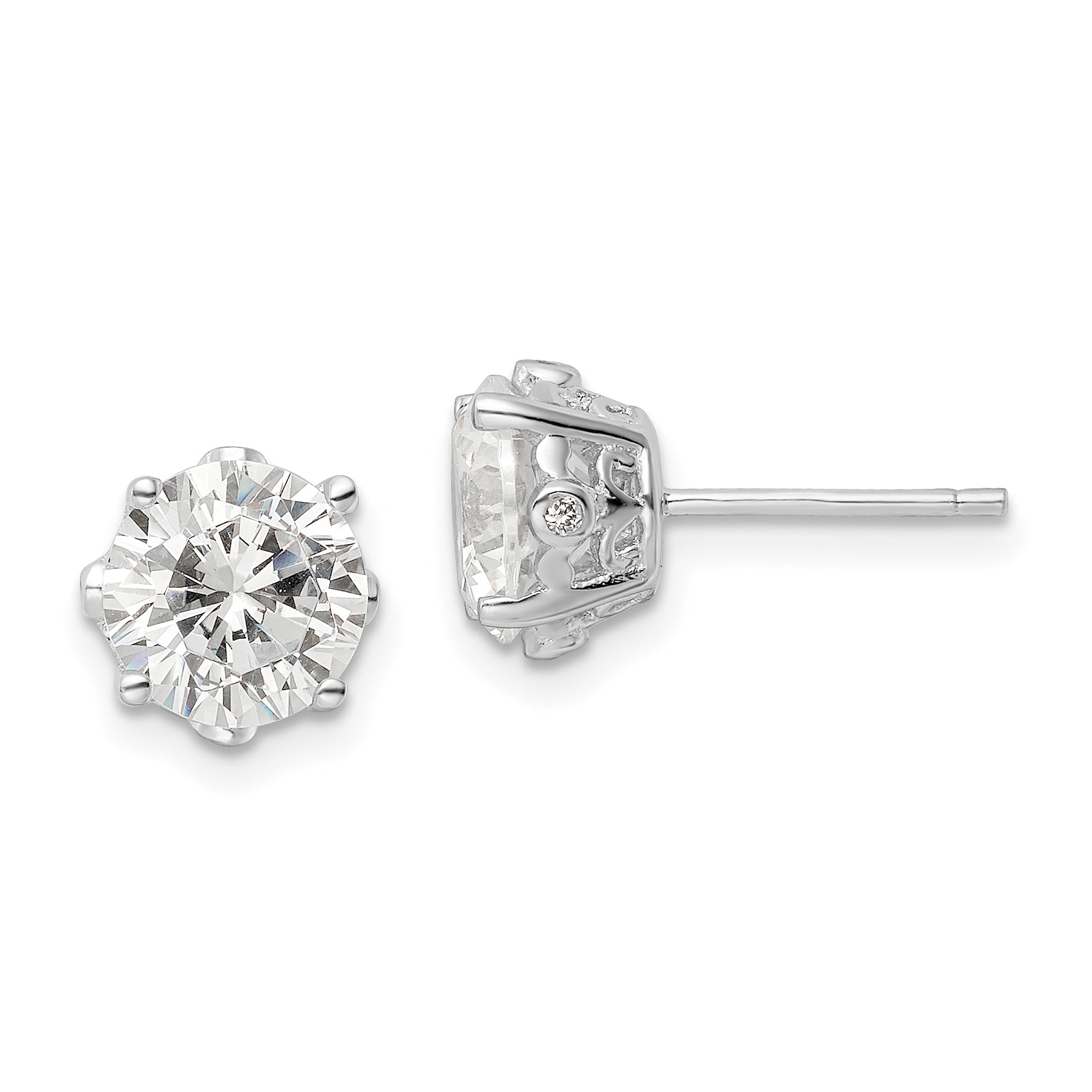 Cheryl M Sterling Silver Rhodium-plated Brilliant-cut CZ Stud Post Earrings