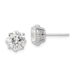 Brilliant-Cut Cubic Zirconia Stud Earrings in Sterling Silver, 8.9mm - Sophia Jewelers