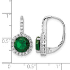 Glass White Cubic Zirconia Halo Leverback Earrings in Sterling Silver, 1.5mm - Sophia Jewelers